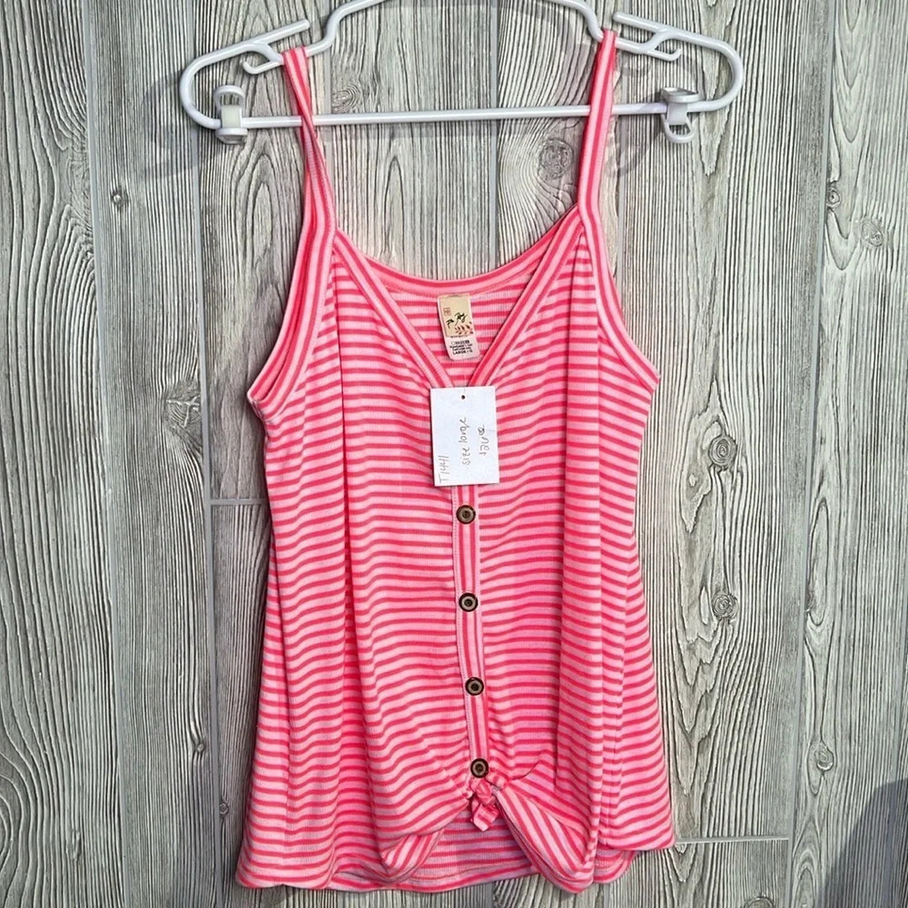 Women 7th Ray striped pink tank top size large NWT